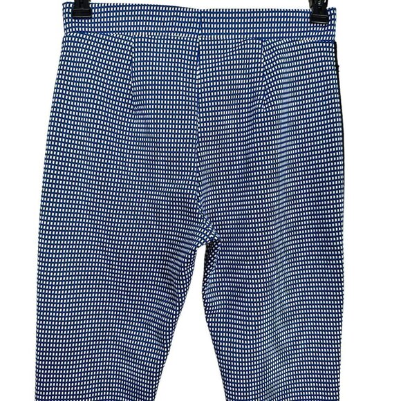 ZARA Jacquard Blue White Jacquard Leggings Zip Hem Size Small - Picture 12 of 14